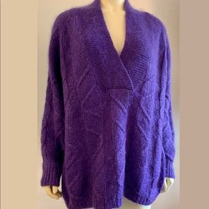 Vintage 90s Amanda Smith oversized Purple Mohair Blend Cable Knit sweater sz M
